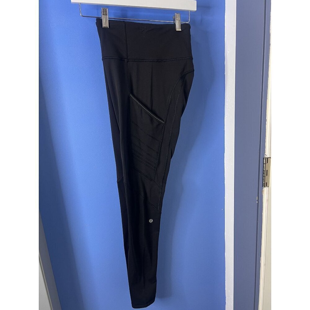 Lululemon High-Waisted Leggings Women 8 Black Side Pocket hiking Active - Picture 1 of 9